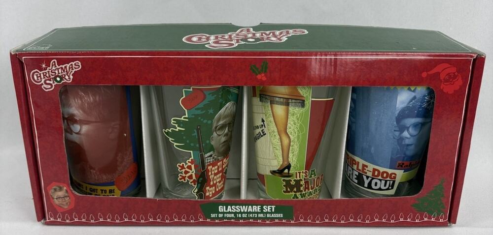 A Christmas Story 4pc 16oz Glass Cup Set